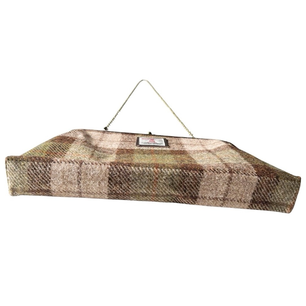 Harris Tweed green and brown check large kisslock clutch bag by  kimberleymac - Picture 8 of 14
